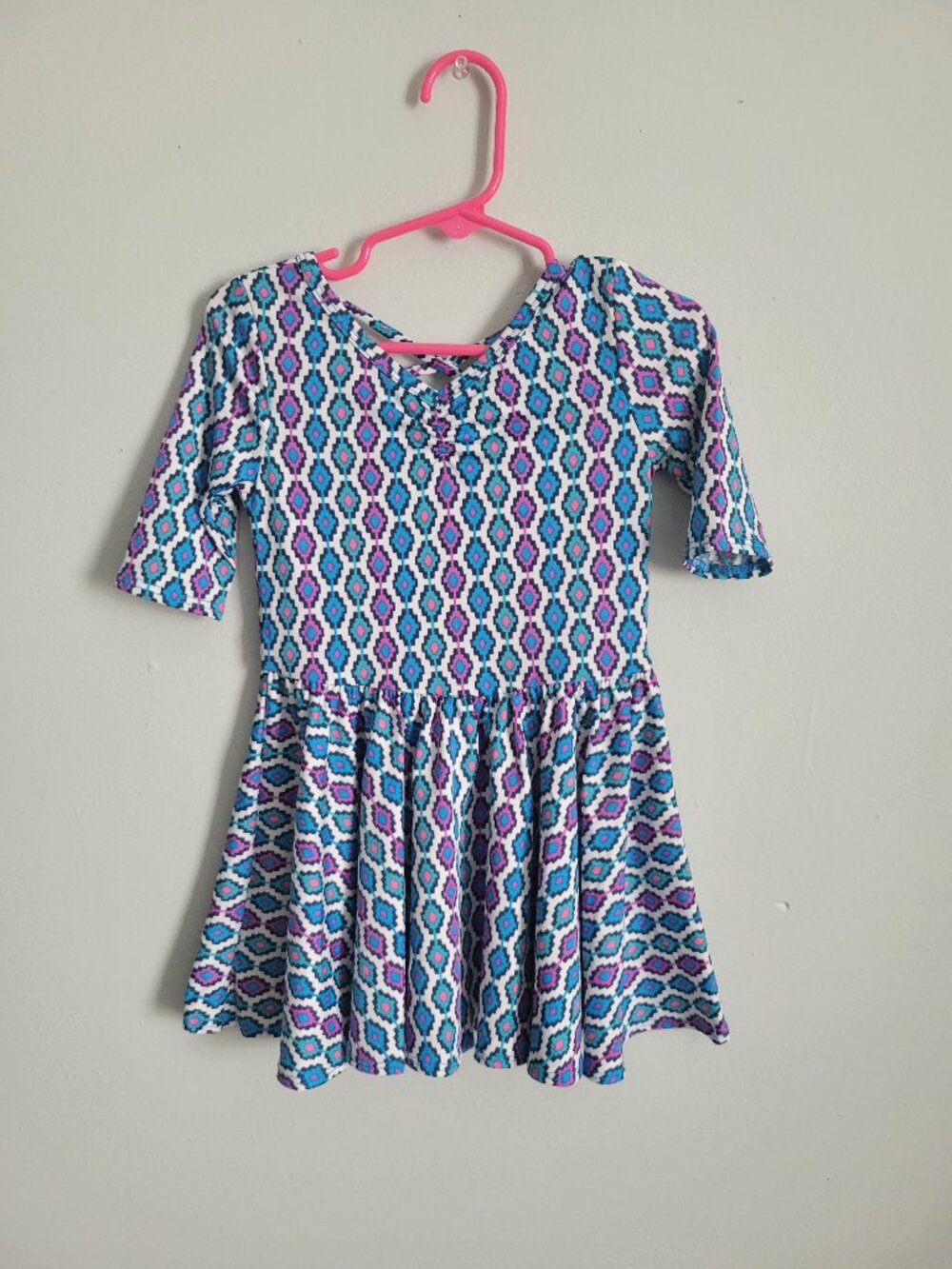Dot Dot Smile Dress Girl's 2T Toddler Blue & Purple Geometric Ballerina NWT